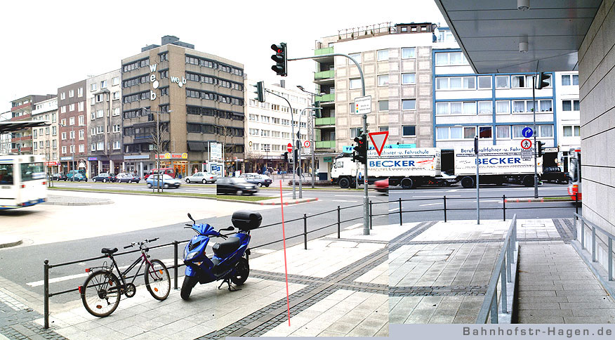 Blick vom Ausgang techn. Rathaus II rüber in die Bahnhofstr