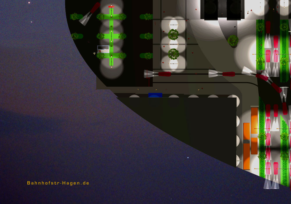 Draufsicht Berliner Platz - Bahnhofsallee 1 mit Lichtereignissen 3v4