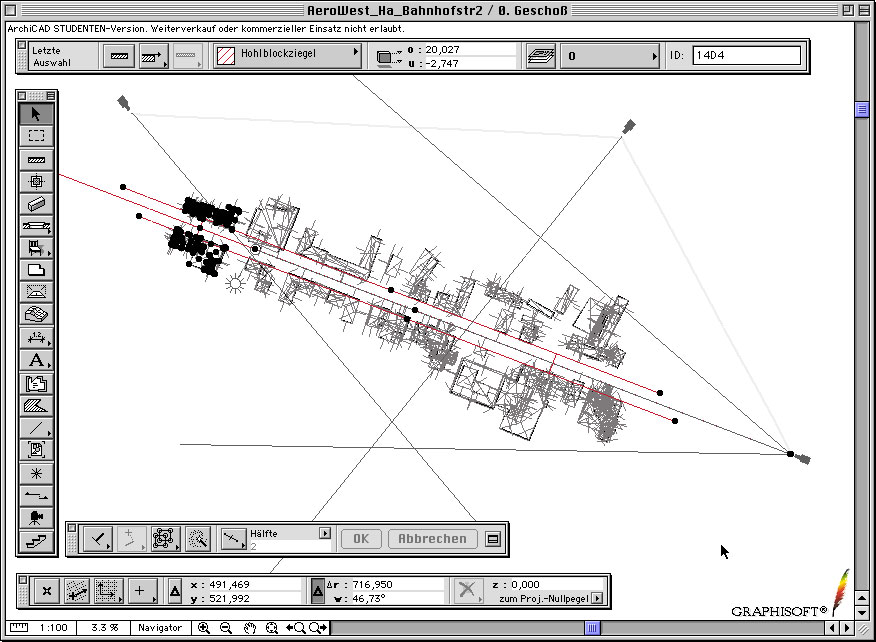 Geodaten in ArchiCAD / Draufsicht Rohdatenbasis