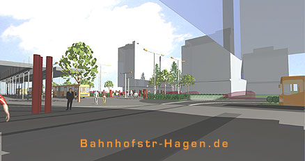 Blick vom Ausgang Rathaus II rüber zur Bahnhofsallee