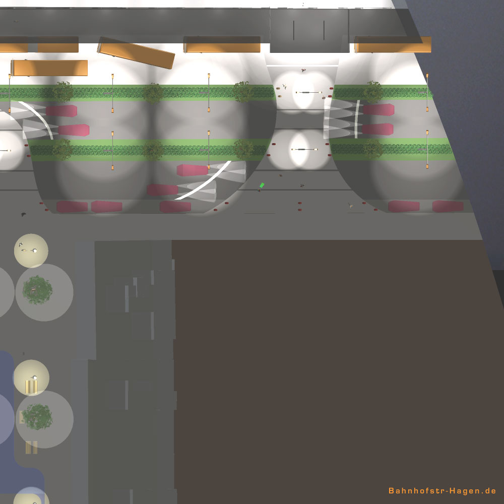 Draufsicht Berliner Platz - Bahnhofsallee 2 mit Lichtereignissen 4v4