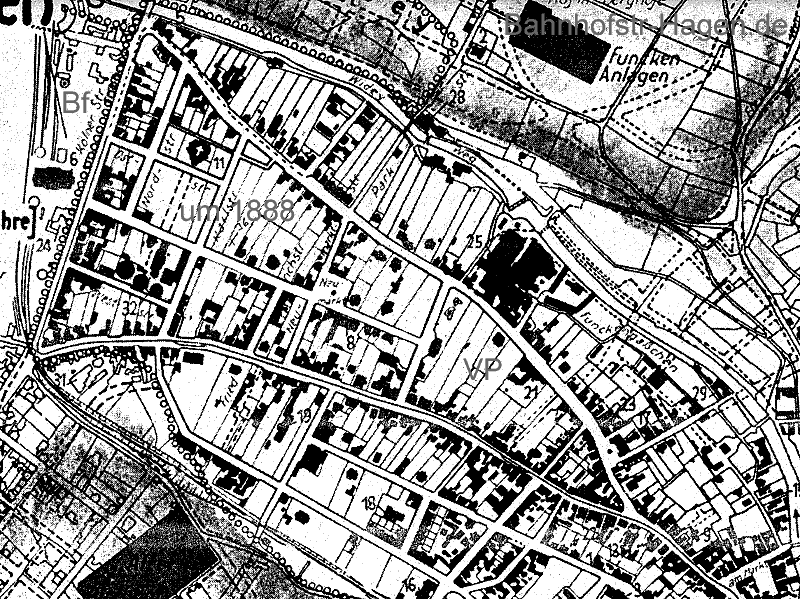 Bahnhofsquartier Hagen um 1888 ...