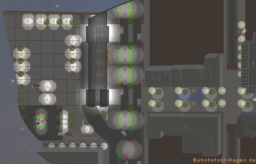 Draufsicht Lichtsituation im Entwurf Bahnhofsallee