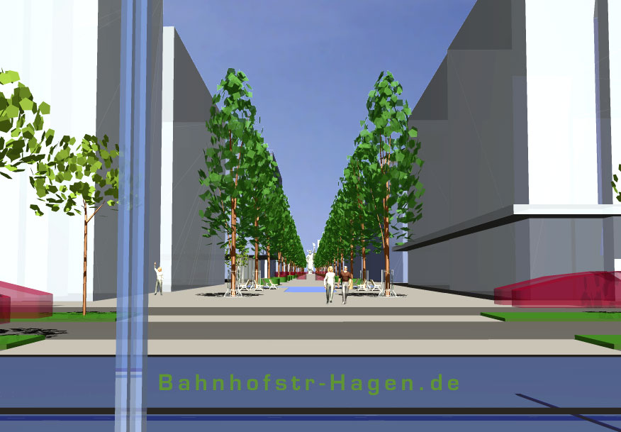 Wegebeziehung Bahnhofsallee zum Rathaus II und zum Eingang HBF