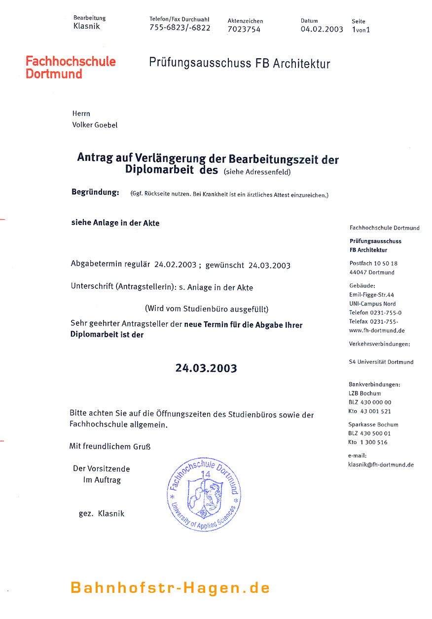 Abgabetermin Diplomarbeit