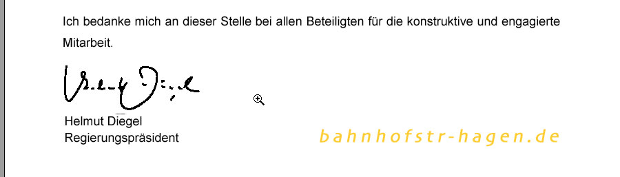 Helmut Diegel unterschreibt ein Papier das für mich fragwürdigen Character hat.