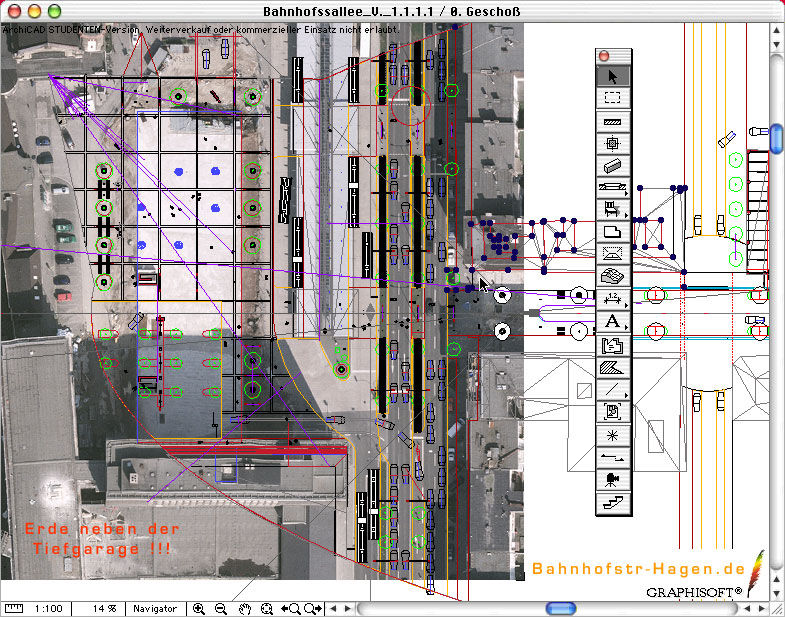 Entwurf Bahnhofsallee 1 über Orthophoto