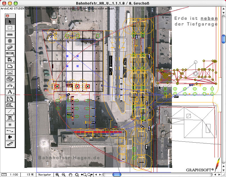 Bestandszeichnung Berliner Platz über Orthophoto